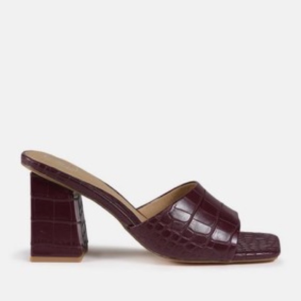 Missguided Plum Chunky Heel Square Toe Sandal